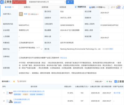 南大環(huán)境成立新公司，布局再生資源加工與新材料技術(shù)推廣新賽道